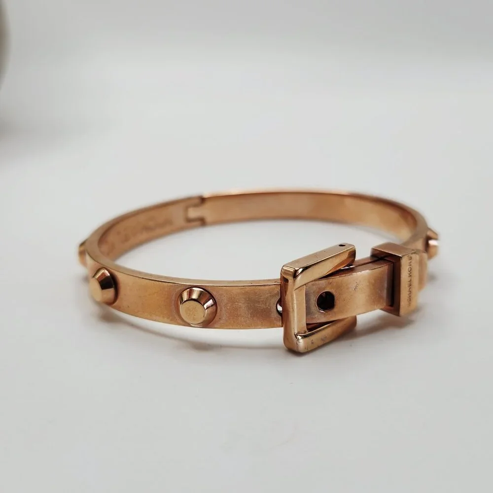Michael Kors Astor Rose Gold Belt Buckle Studded Bracelet